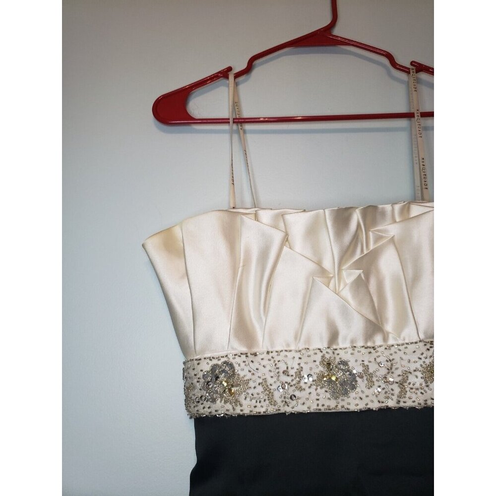 Masquerade Juniors Sz 9 / 10 Formal Dress Prom Strapless White Black Sparkle - Picture 4 of 5